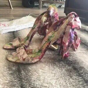 Christian Louboutin red bottom Floral satin ribbon weavers